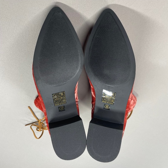 NEW Silver Circle Boots Womens 8 pink velvet leather lace ankle boot bootie boho - Picture 11 of 12